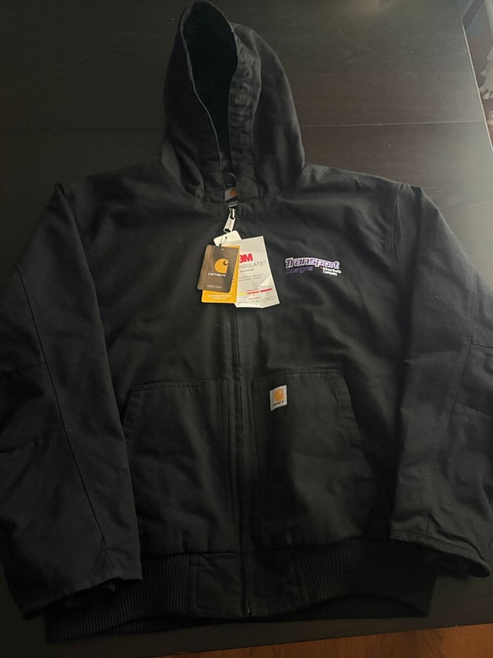 NEW Mens Carhartt Black Hood J130 Washed Duck Active Jacket Size 2XL XXL